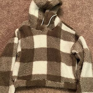 SHEIN Brown and Cream Plaid Turtleneck Sweater